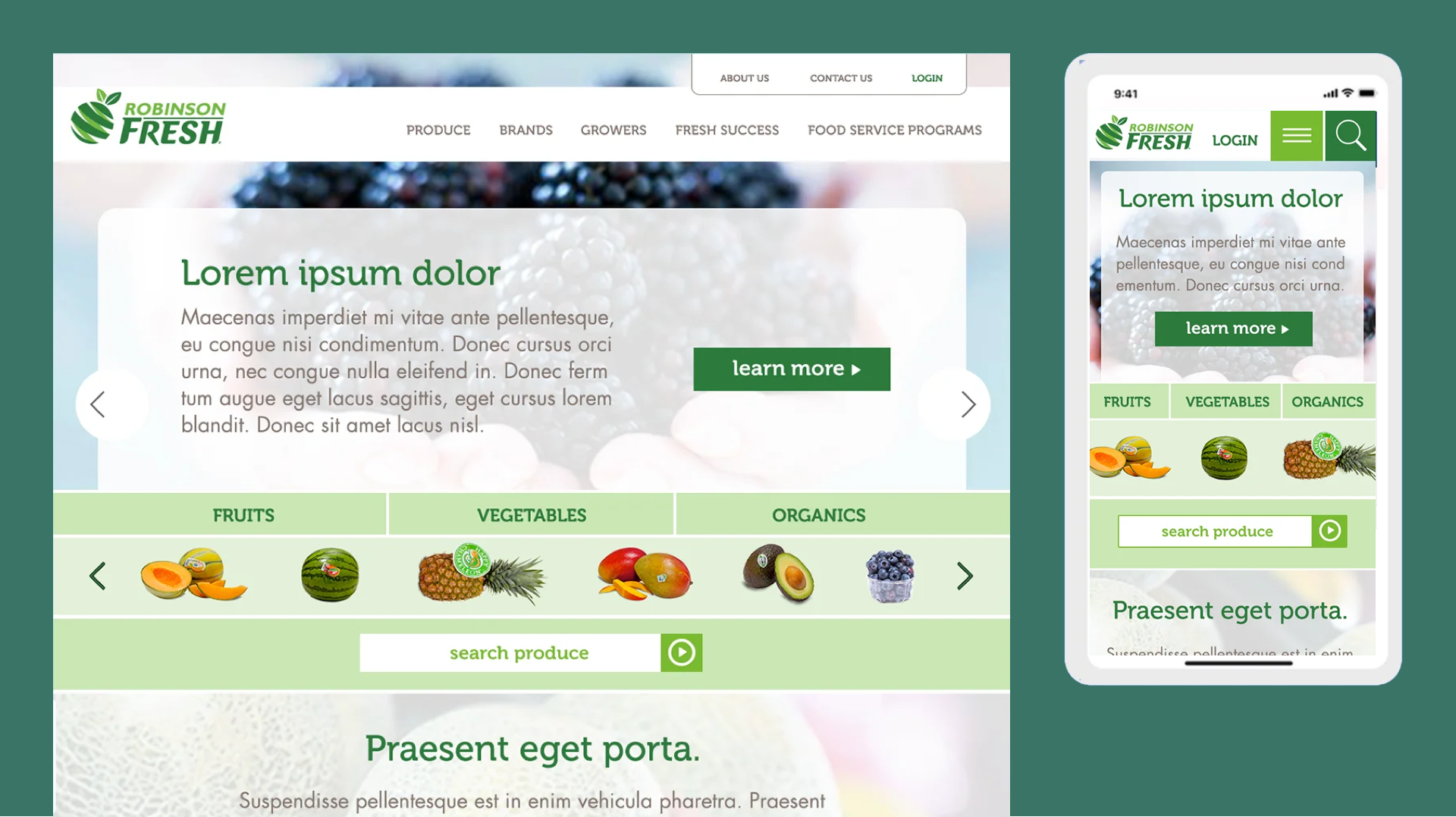 Robinson Fresh: Repsonsive Digital Rebrand